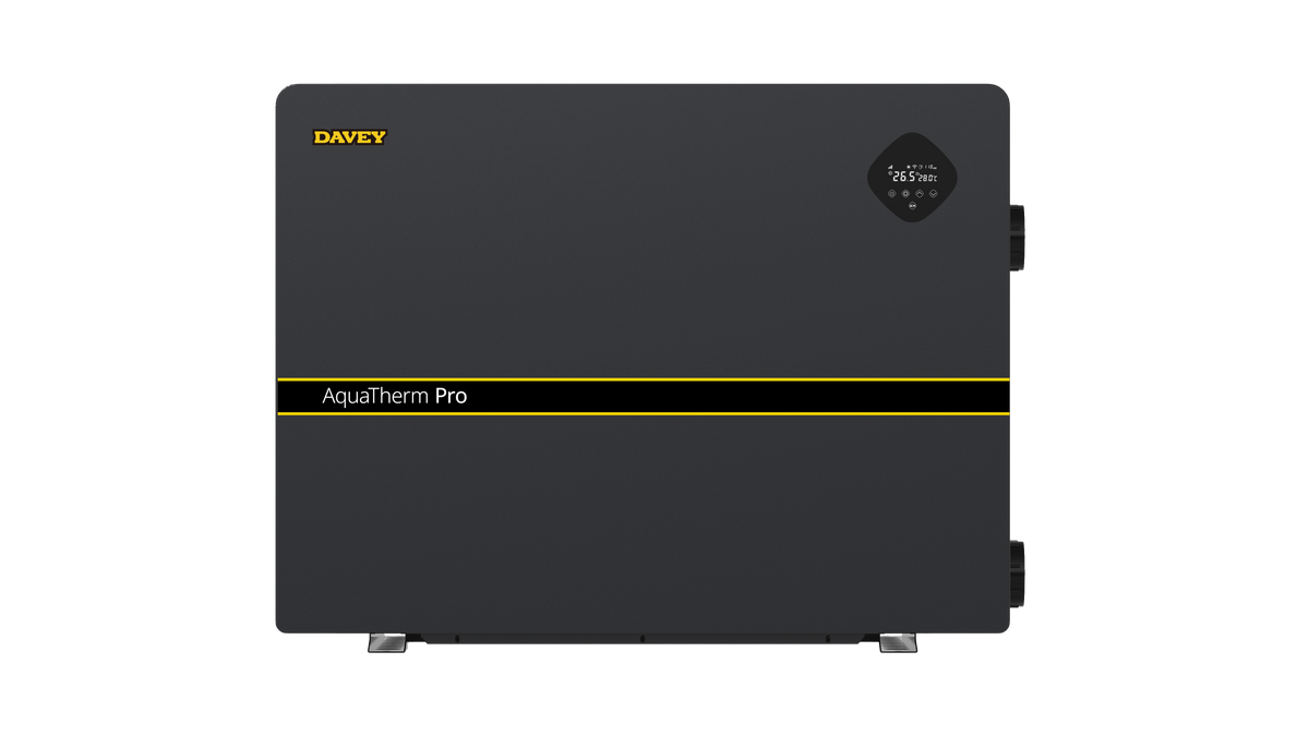Davey AquaTherm PRO pool heat pump, front view on white
