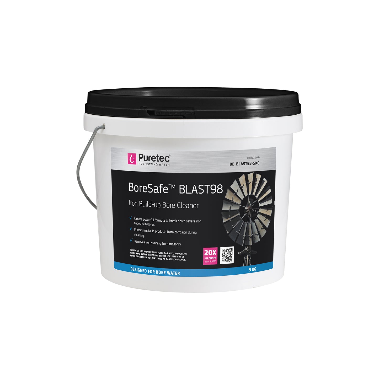 Puretec BE-BLAST98-5KG BoreSafe Blast 98 - High Performance Bore Cleaning Granules 5 kg, on white