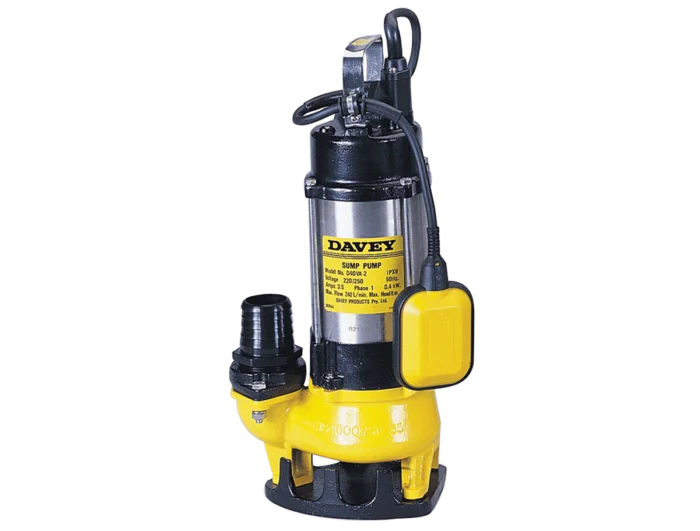 Davey D40VA vortex submersible dewatering pump with a float switch and carry handle