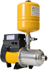 Davey DynaDrive 60-10 variable speed pressure pump, stainless steel multistage wet end with a yellow pressure vessel on top, sold by Pump Stuff NZ