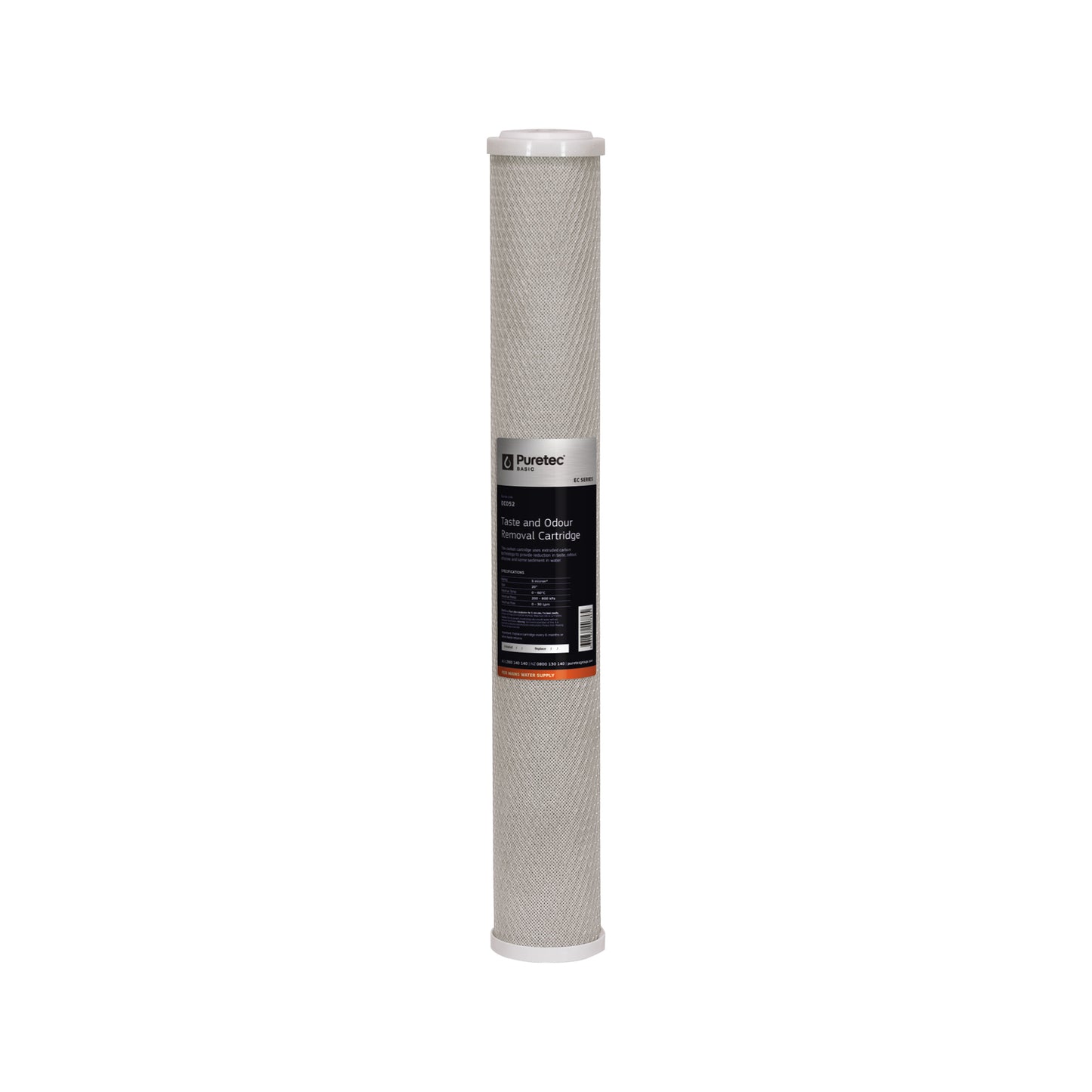 Puretec EC052 Extruded Carbon Cartridge, 20 inch, 5um, on white