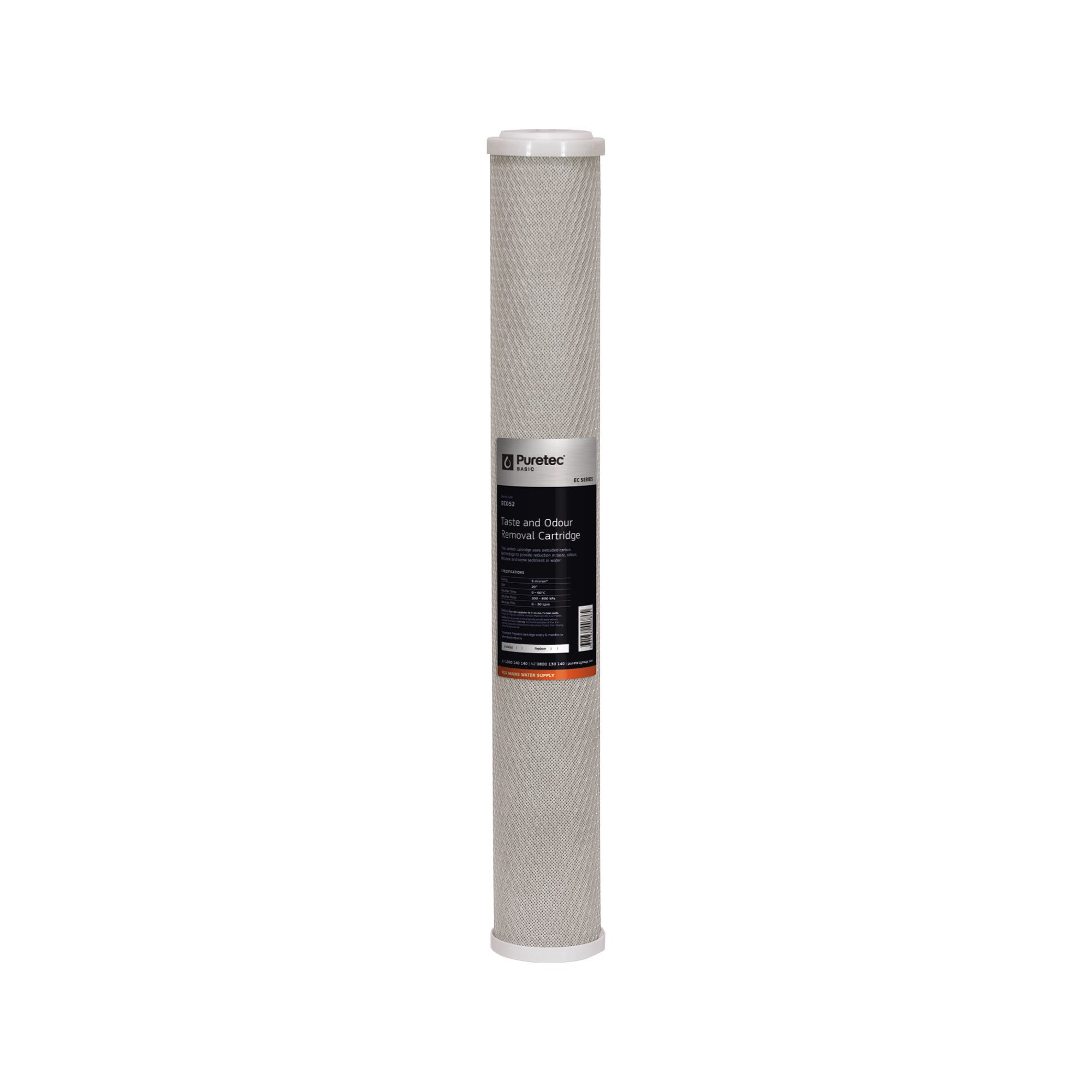 Puretec EC052 Extruded Carbon Cartridge, 20 inch, 5um, on white