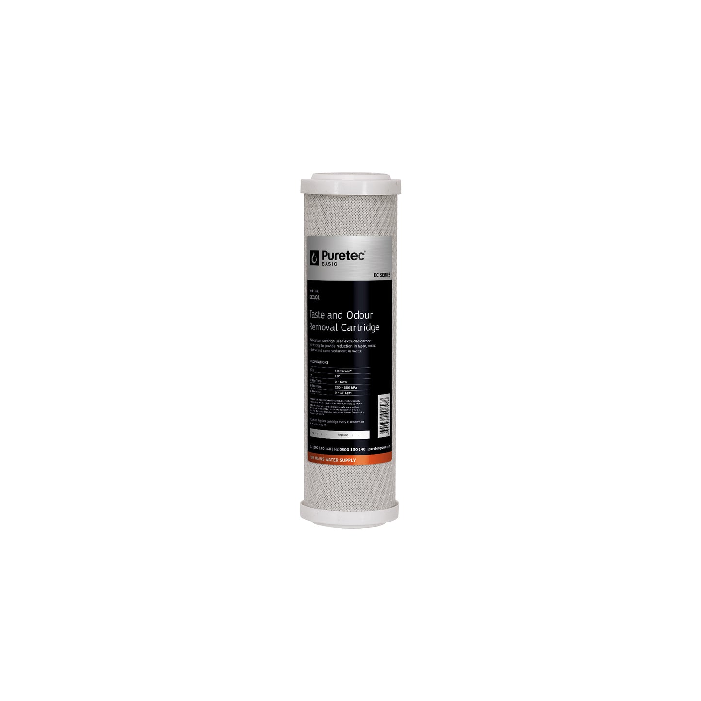 Puretec EC101 Extruded Carbon Cartridge, 10 inch, 10um, on white