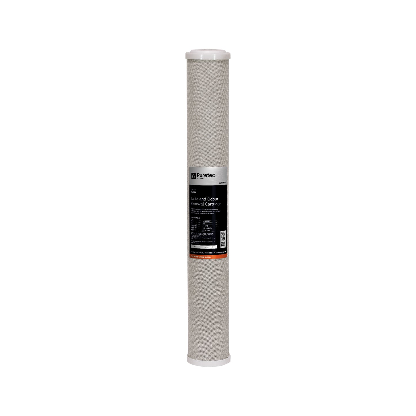 Puretec EC102 Extruded Carbon Cartridge, 20 inch, 10um, on white