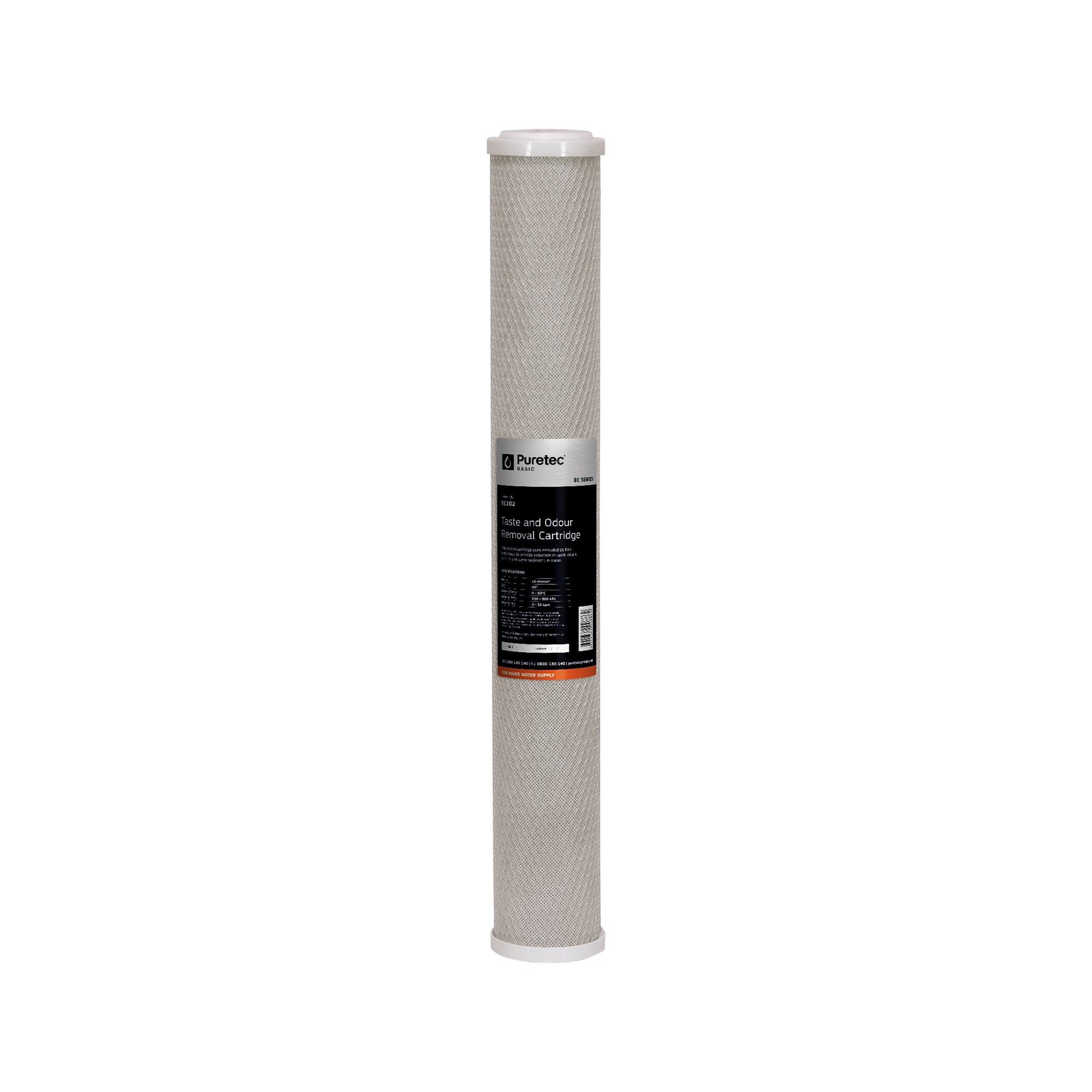 Puretec EC102 Extruded Carbon Cartridge, 20 inch, 10um, on white