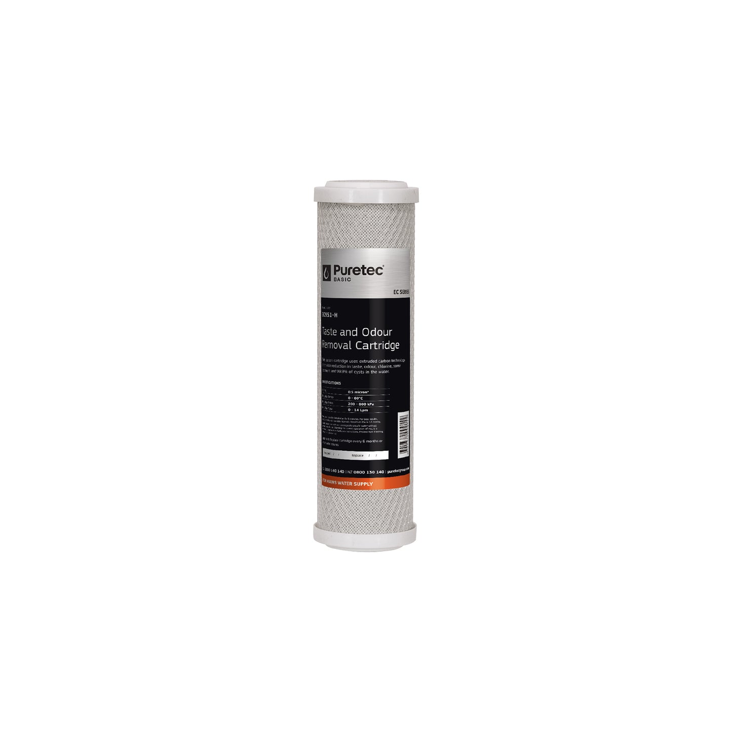 Puretec EC951-H Extruded Carbon Cartridge, 10 inch, 0.5um Cyst Reduction, on white