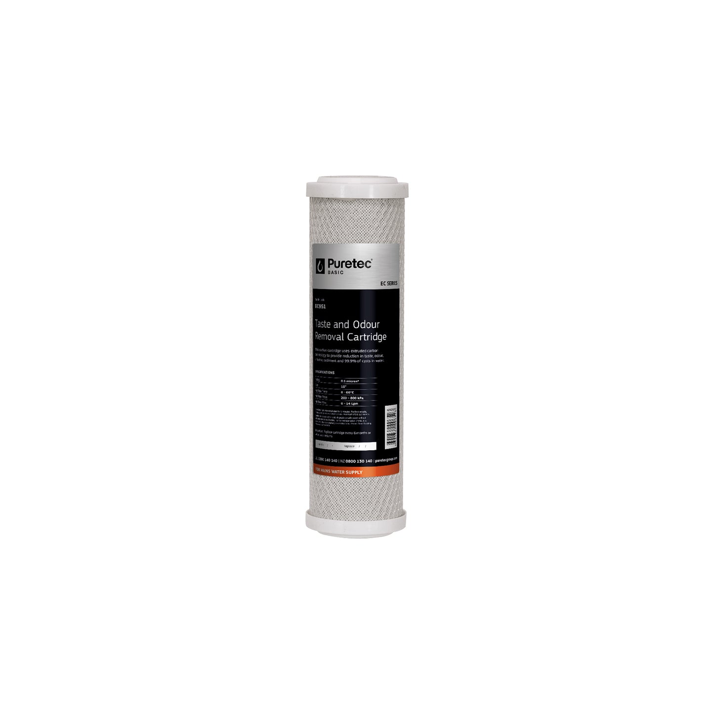 Puretec EC951 Extruded Carbon Cartridge, 10 inch, 0.5um, on white