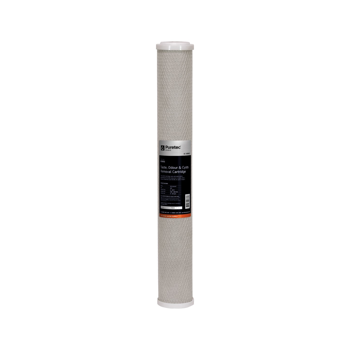 Puretec EC952 Extruded Carbon Cartridge, 20 inch, 0.5um, on white
