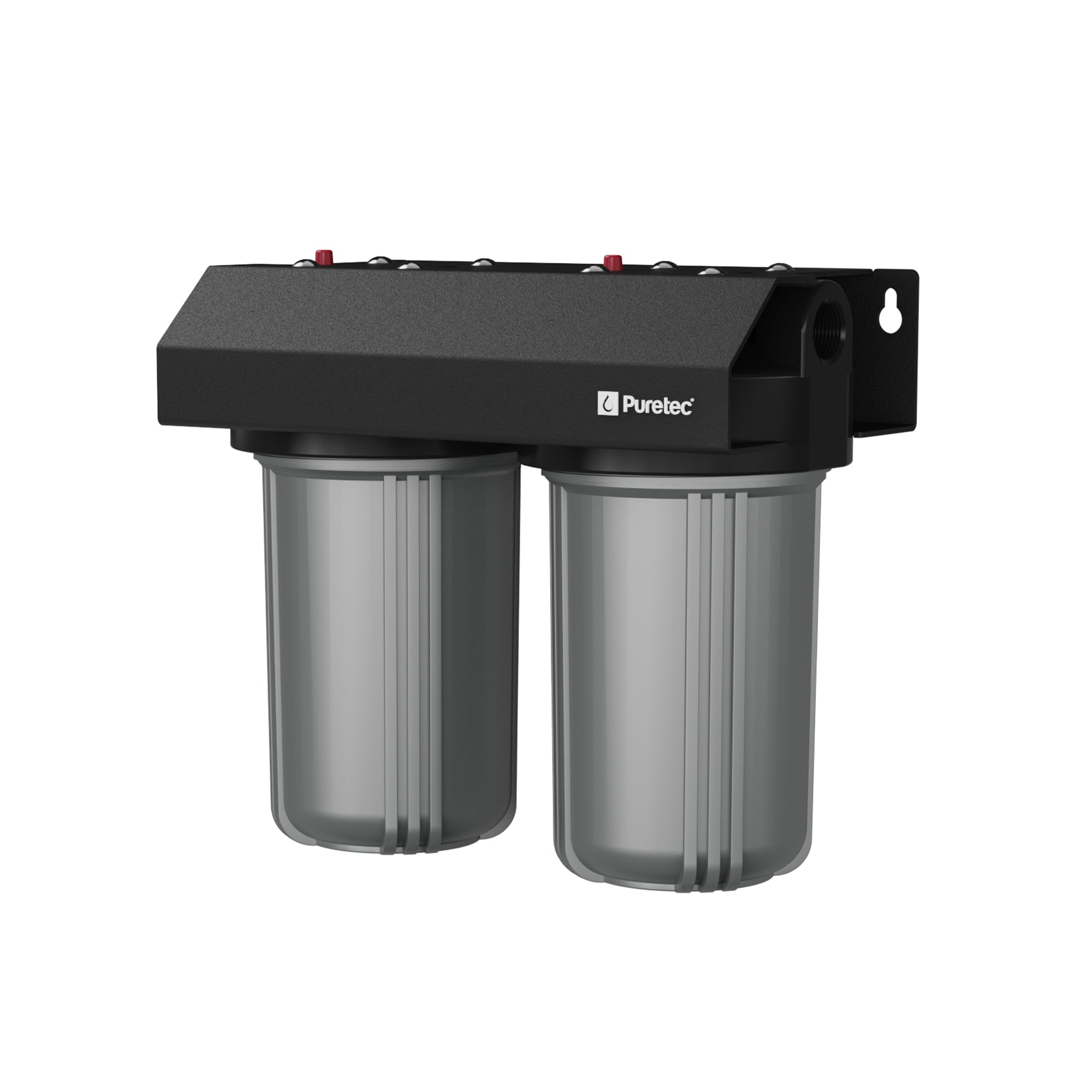 Puretec EM2-75-LF Ecotrol Multi-point Dual System - 10inch, 1 micron, 75 lpm, on white