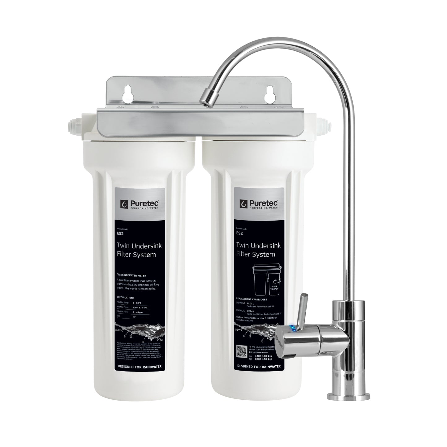 Puretec ES2-LF Ecotrol Dual Undersink System, on white