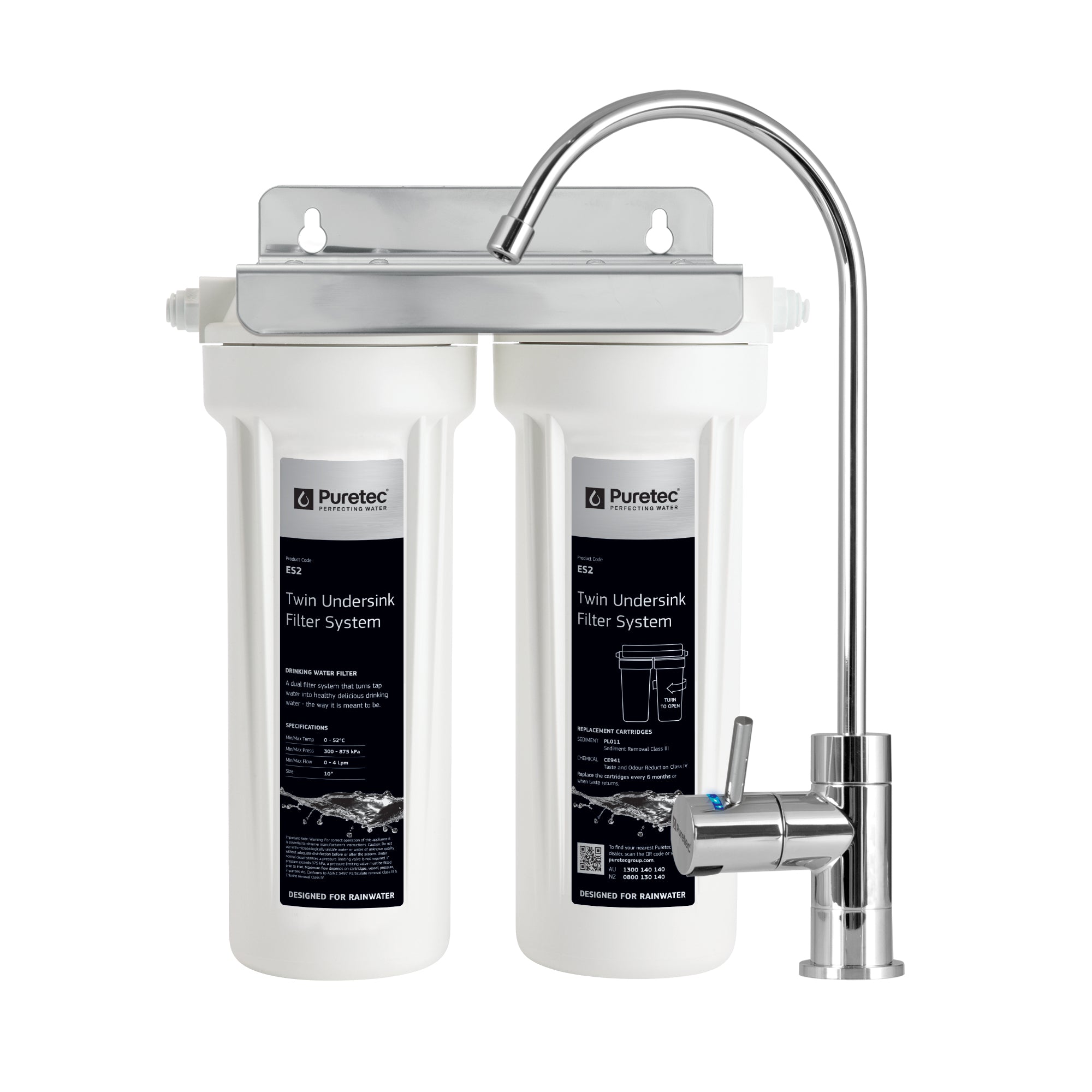 Puretec ES2-LF Ecotrol Dual Undersink System, on white