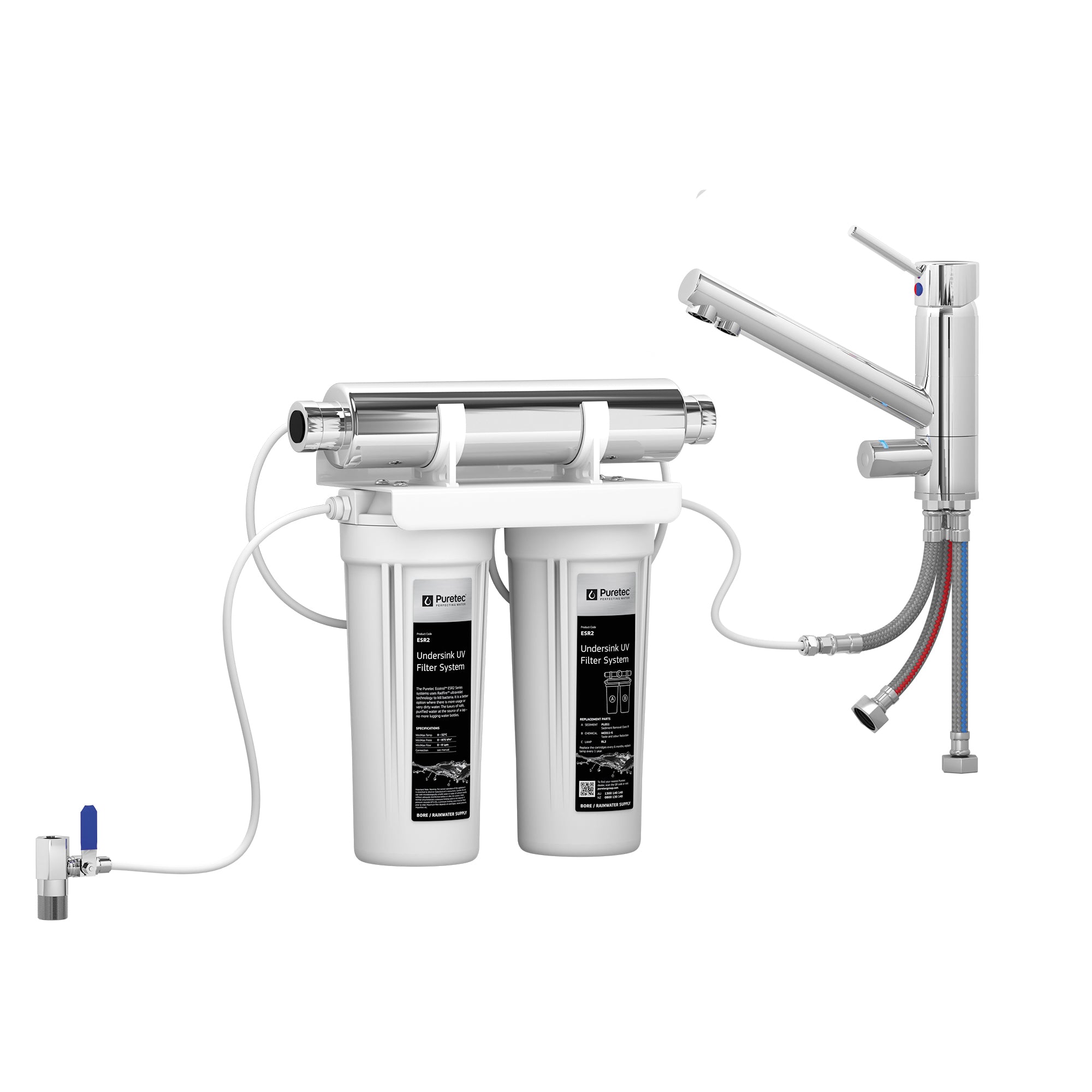 Puretec ESR2-T1-LF Ecotrol Undersink UV System with T1, on white