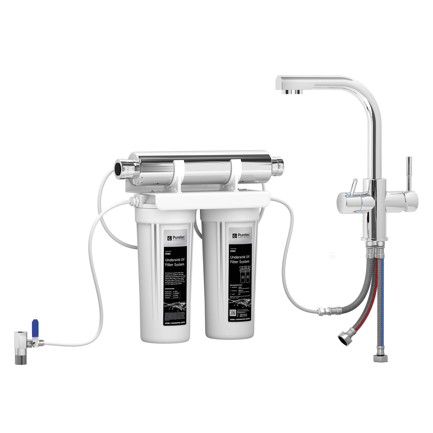 Puretec ESR2-T3-LF Ecotrol Undersink UV System with T3, on white