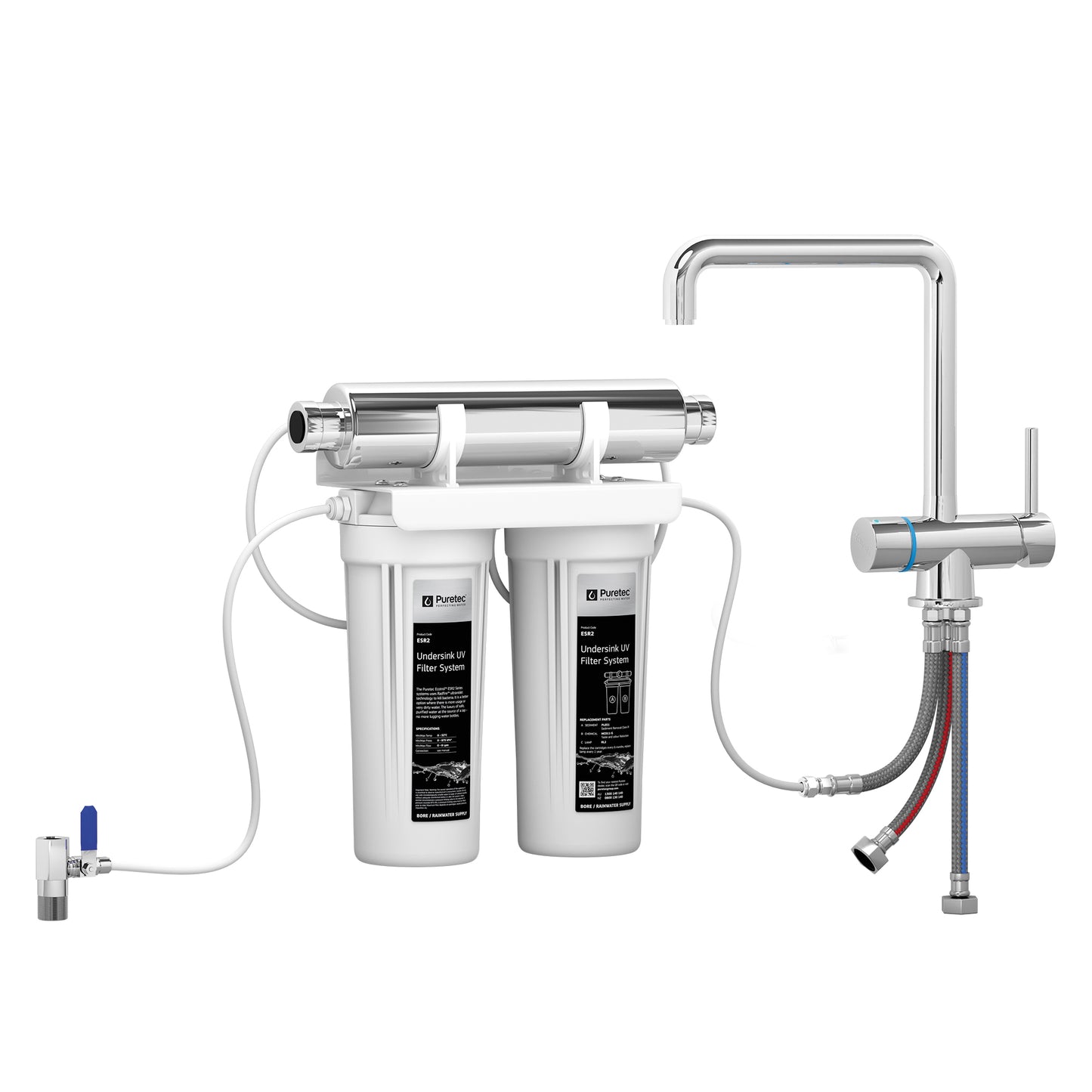 Puretec ESR2-T5-LF Ecotrol Undersink UV System with T5, on white