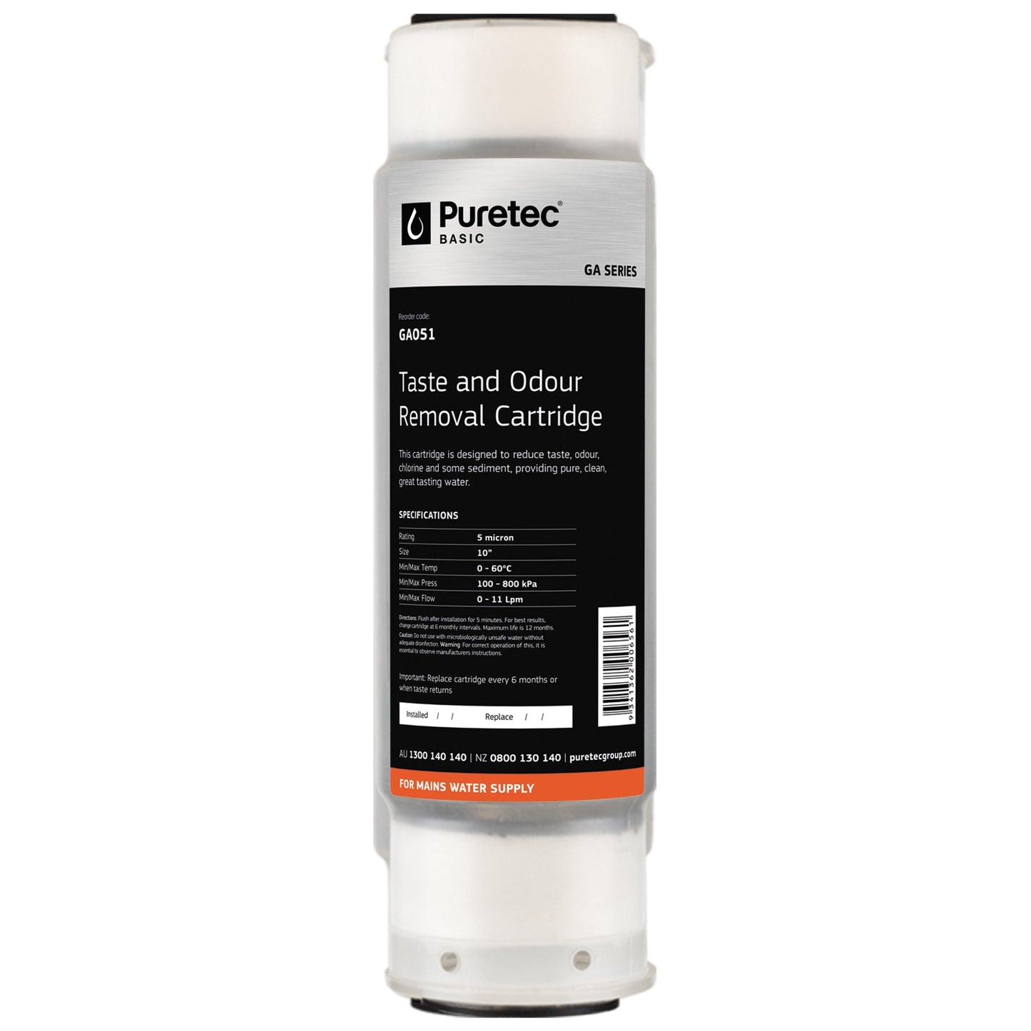 Puretec GA051 Granular Carbon Cartridge, 10 inch, 5um, on white