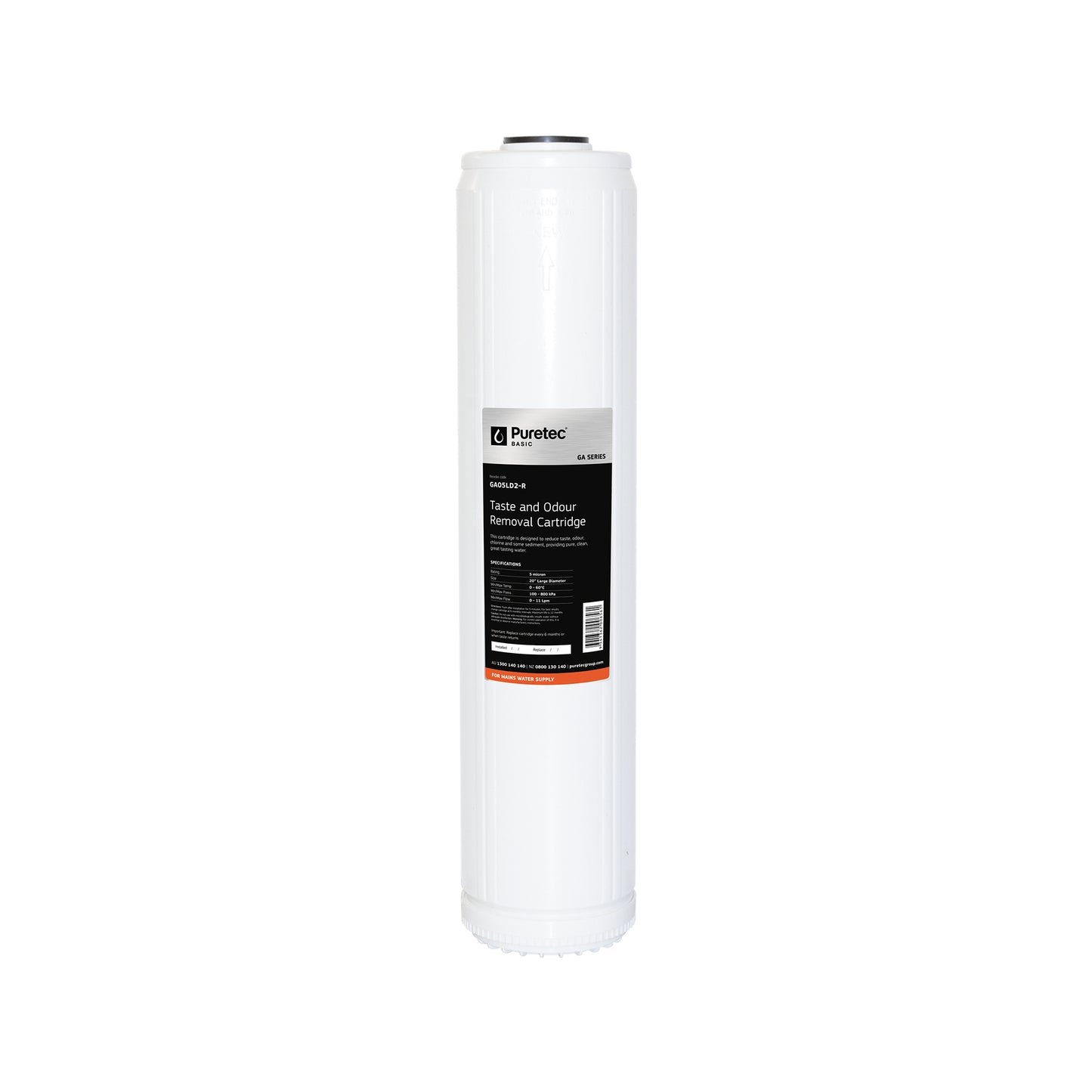 Puretec GA05LD2-R Granular Carbon Large Diameter, 20 inch, 5um Refillable, on white