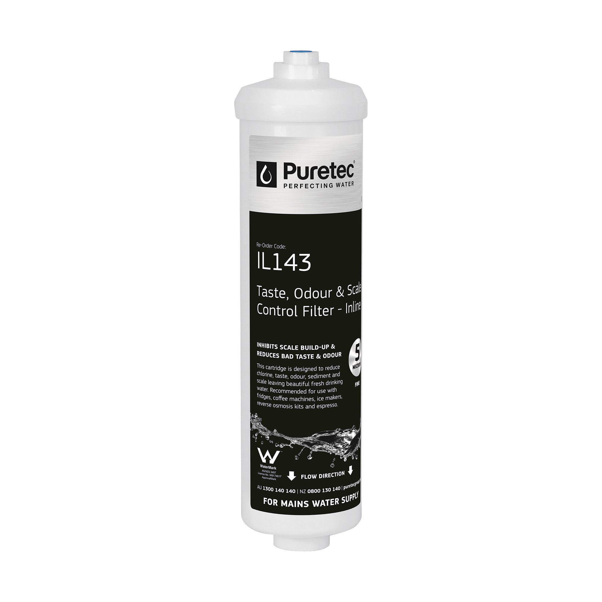 Puretec IL143 Inline Triple Action Cartridge, 10 x 2", 1/4" Incl 2 x KSA44, on white