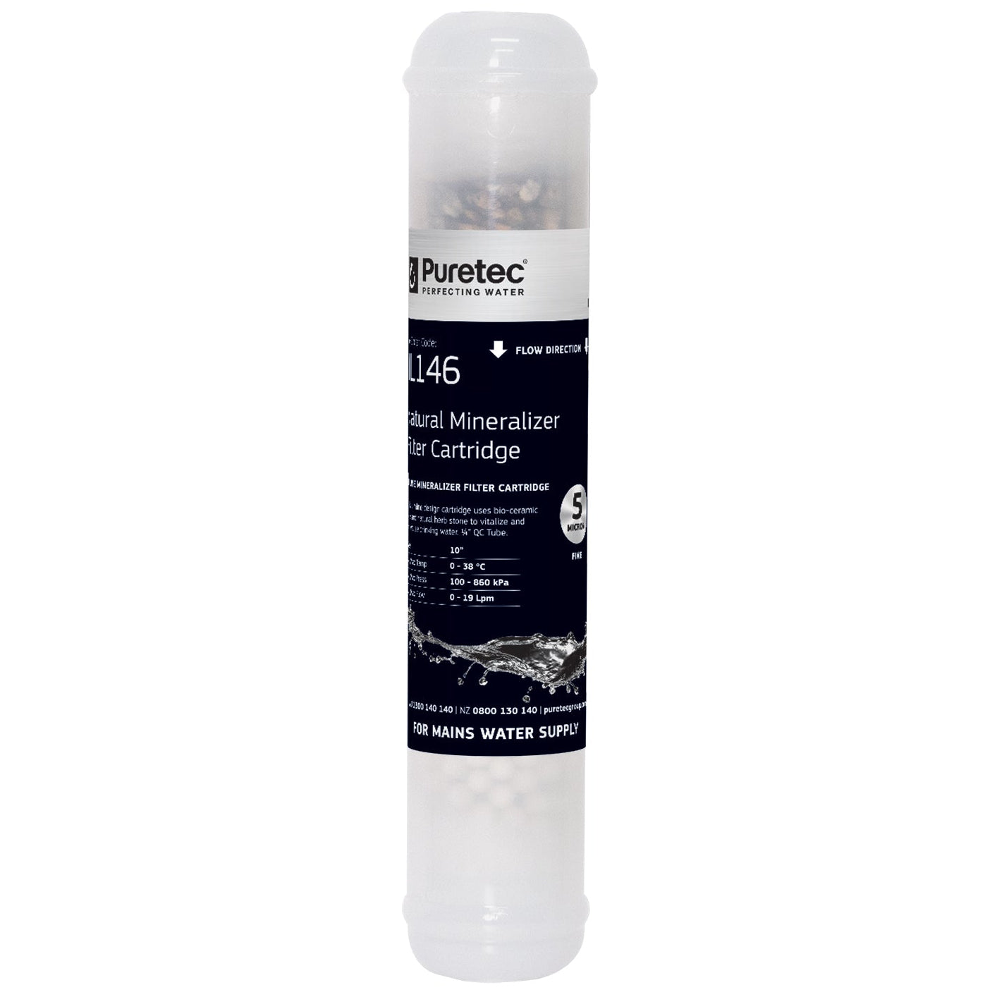 Puretec IL146 Inline Mineraliser Cartridge, 10 x 2 Inch, 1/4 BSP Connection, on white
