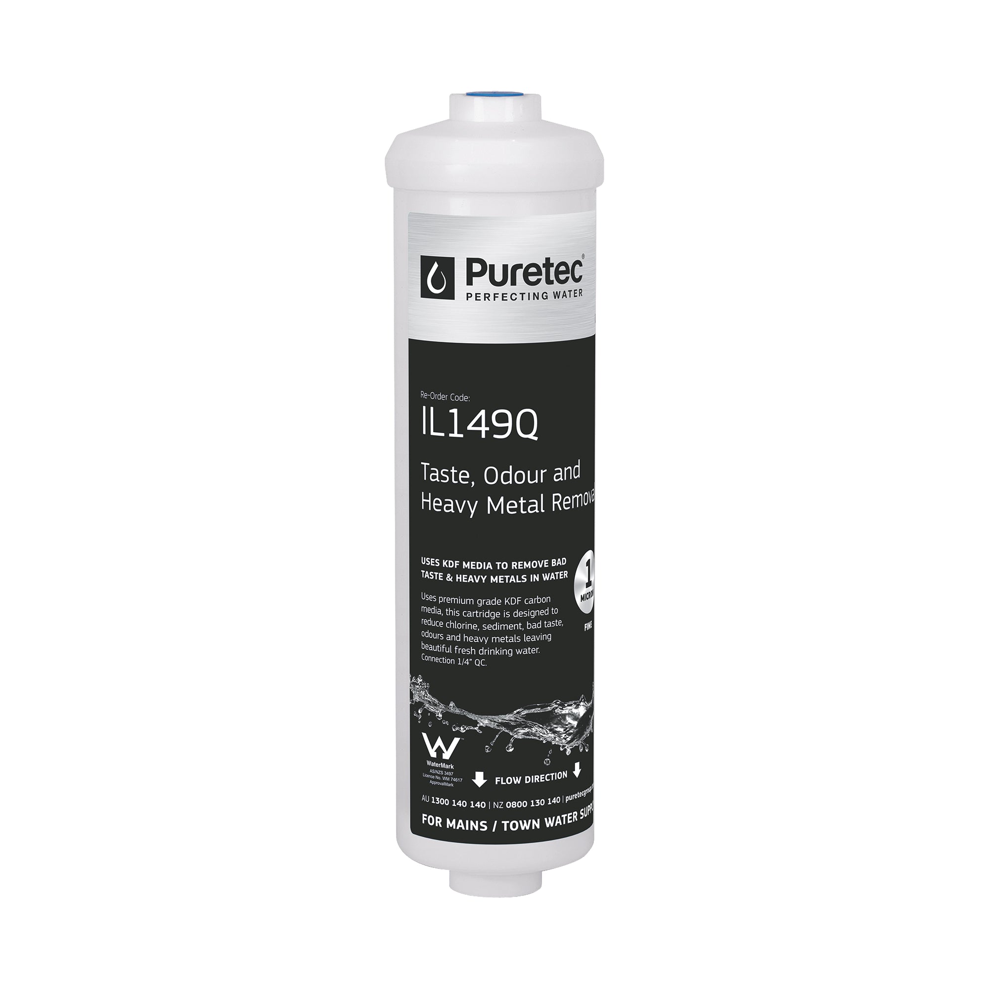 Puretec IL149Q Inline KDF/GAC Replacement Cartridge, 10 x 2.5 Inch, on white