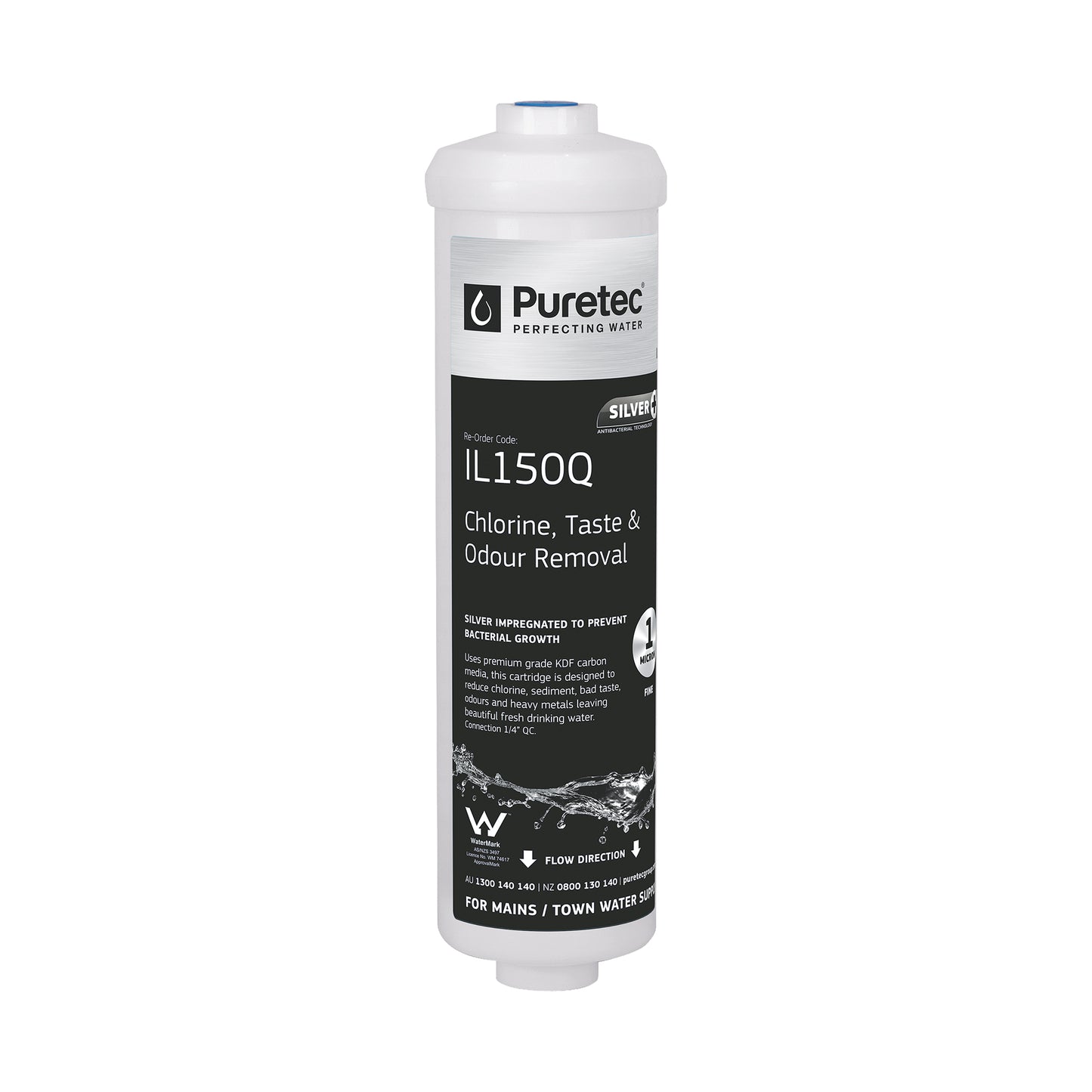 Puretec IL150Q Inline Silver GAC Cartridge, 10 x 2 Inch, on white