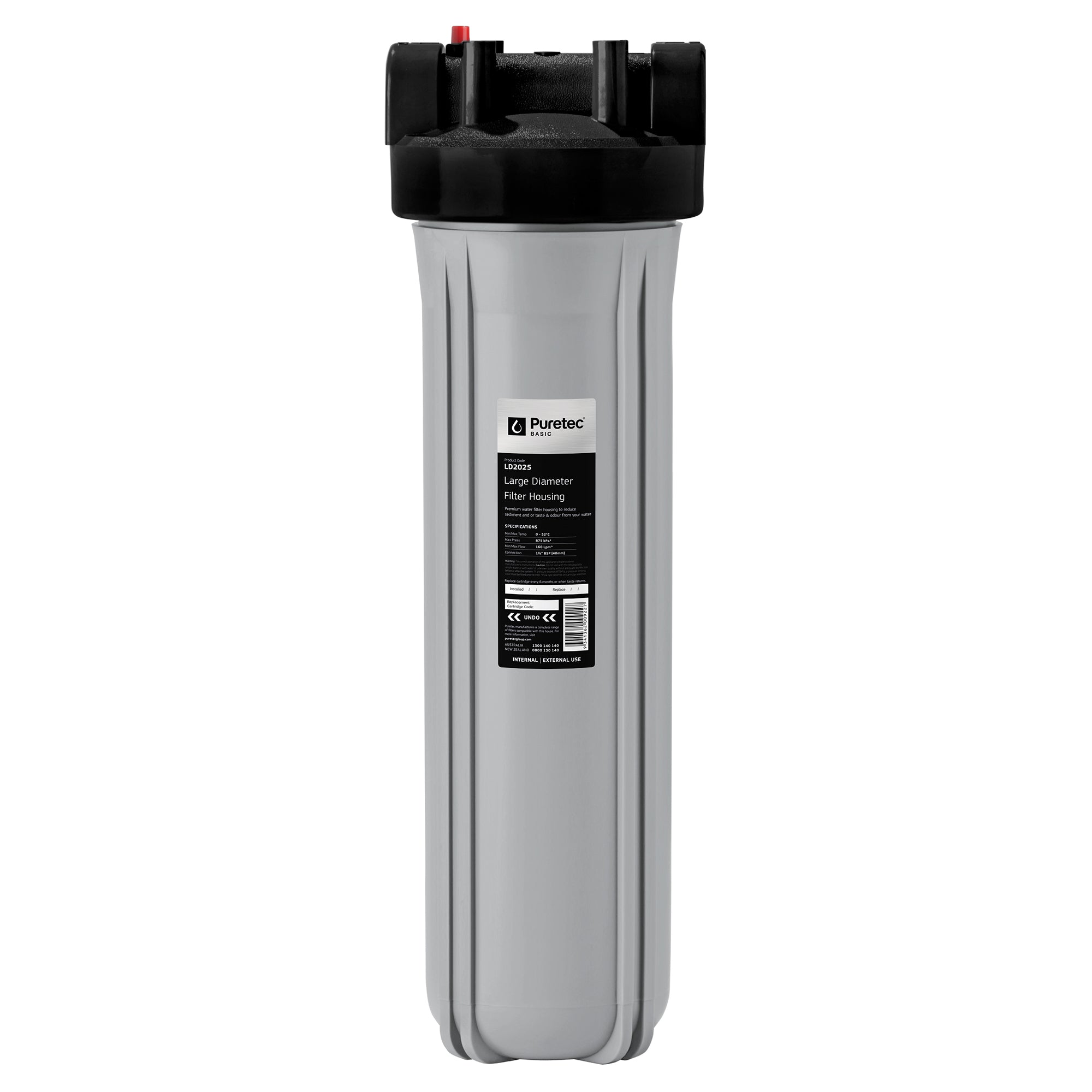 Puretec LD2025 Large Diameter Filter Housing, 20 inch, 1 Connection, on white