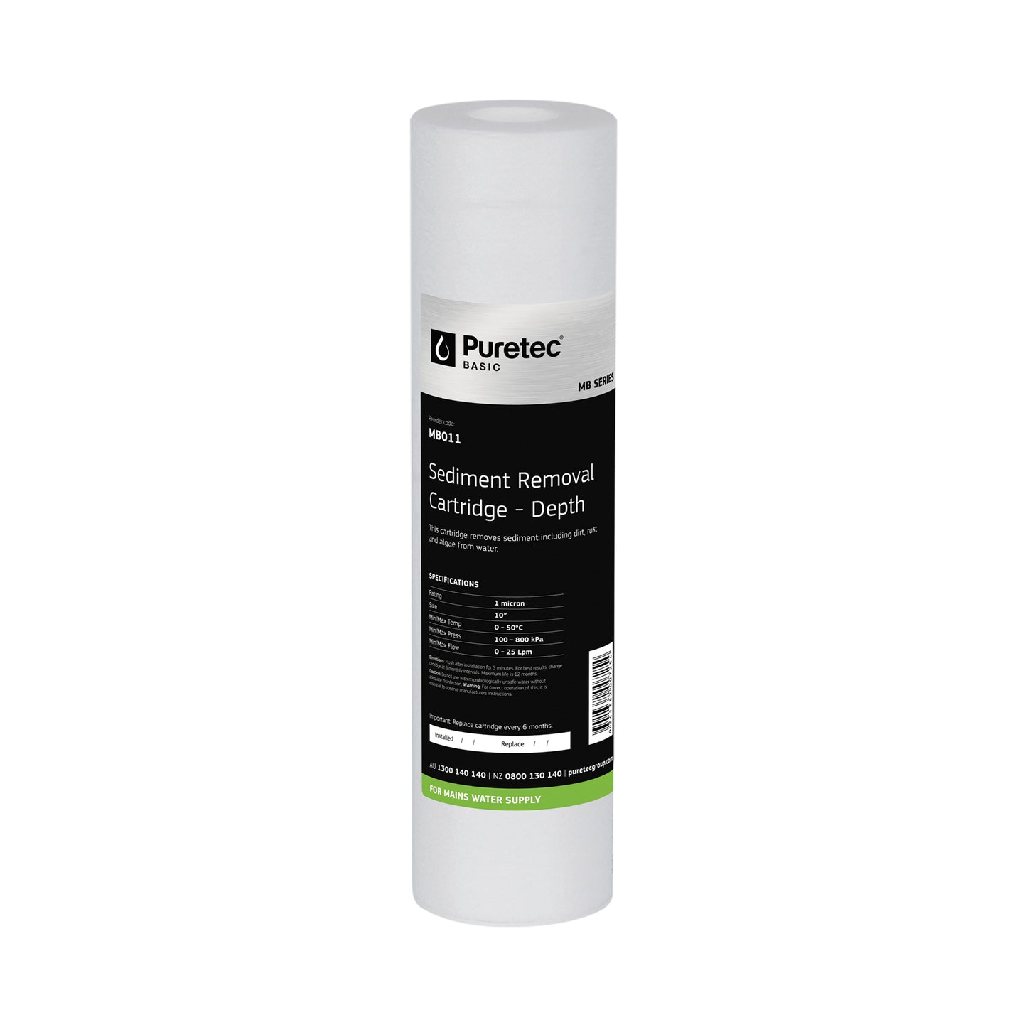 Puretec MB011 Melt Blown Sediment Cartridge, 10 inch, 1um, on white