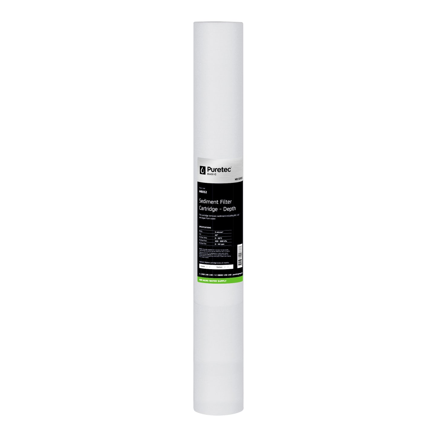 Puretec MB052 Melt Blown Sediment Cartridge, 20 inch, 5um, on white