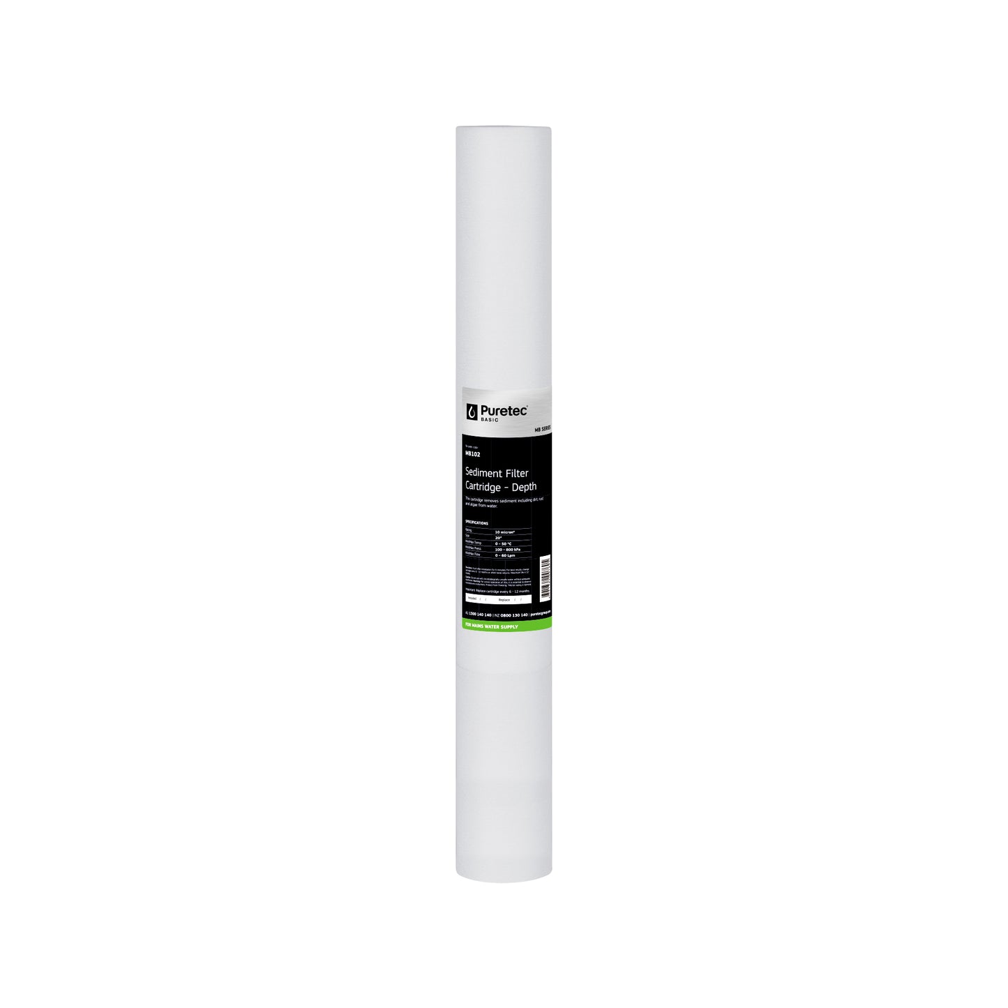Puretec MB102 Melt Blown Sediment Cartridge, 20 inch, 10um, on white