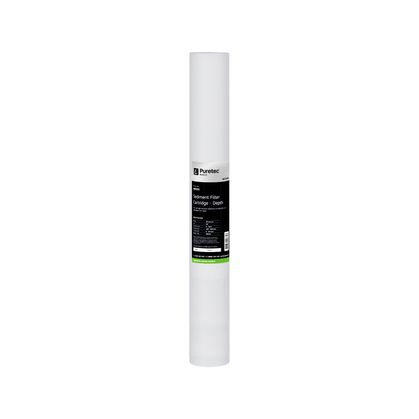 Puretec MB202 Melt Blown Sediment Cartridge, 20 inch, 20um, on white