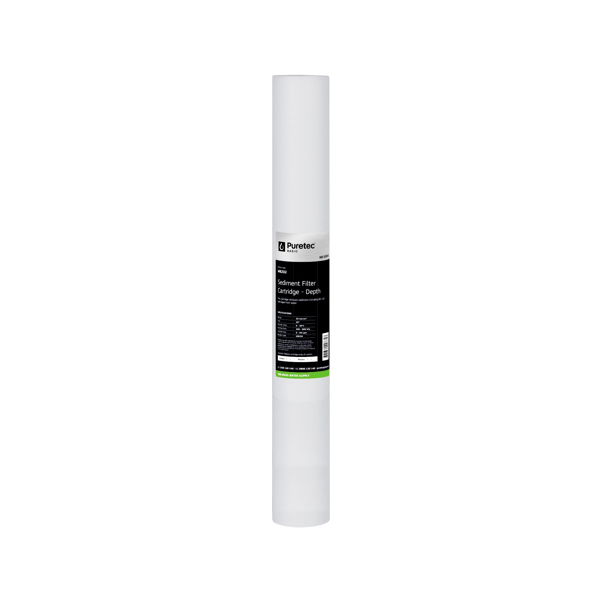 Puretec MB202 Melt Blown Sediment Cartridge, 20 inch, 20um, on white