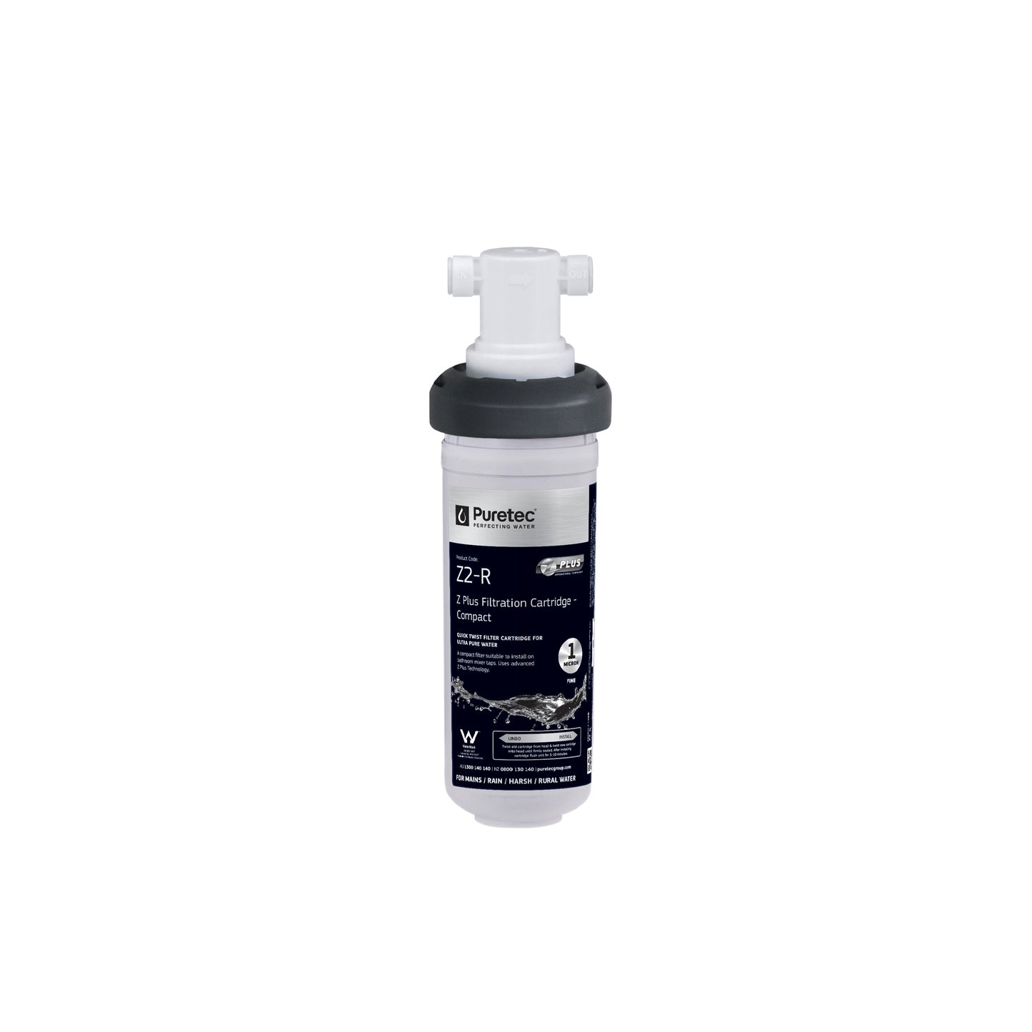 Puretec PUREMIX-Z2-LF High Flow water filter system for all water supply, 10 inch - 38,000 L capacity, on white