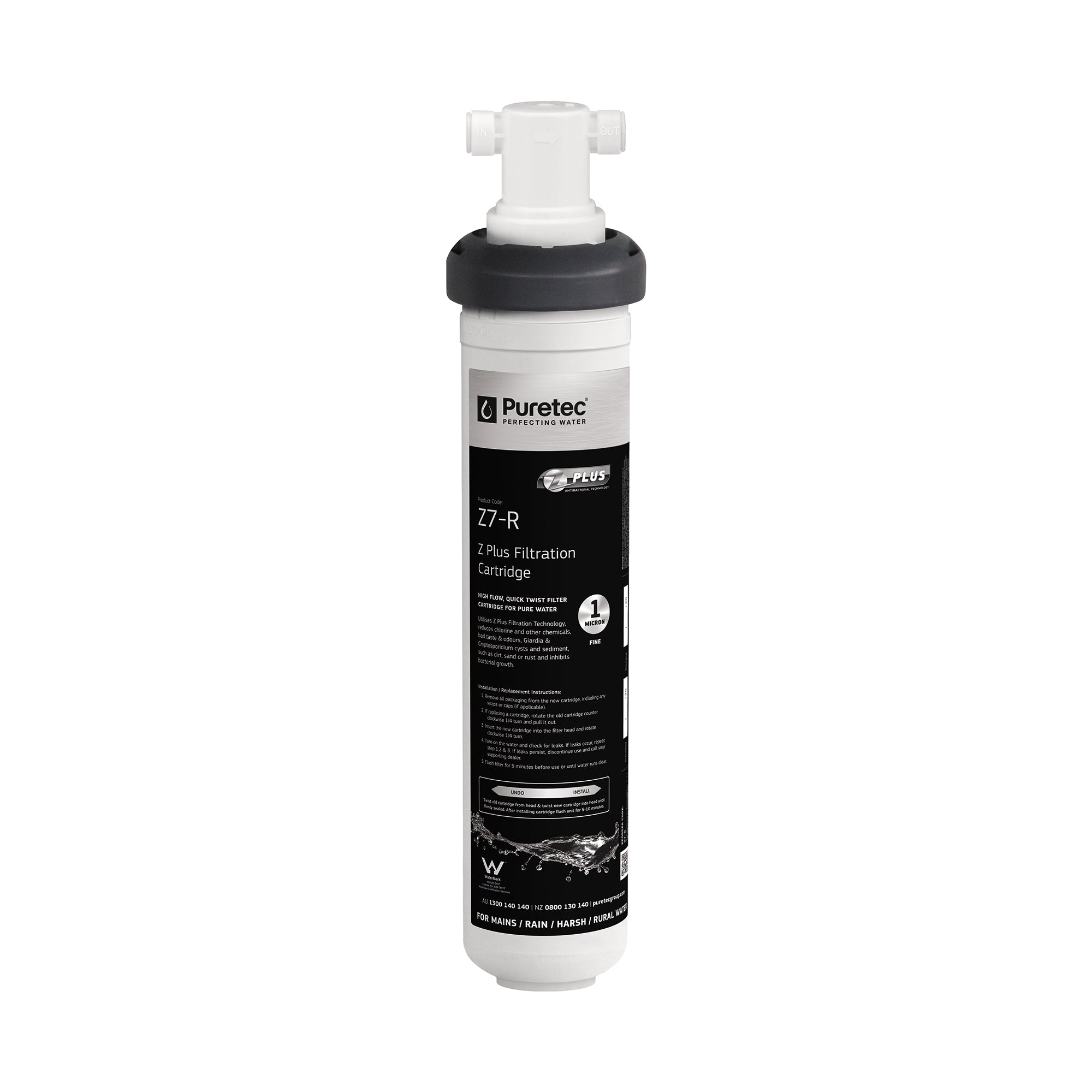 Puretec PUREMIX-Z7-LF Puremix Z7 High Flow water filter system for all water supply, 15 inch - 60,000 L capacity, on white