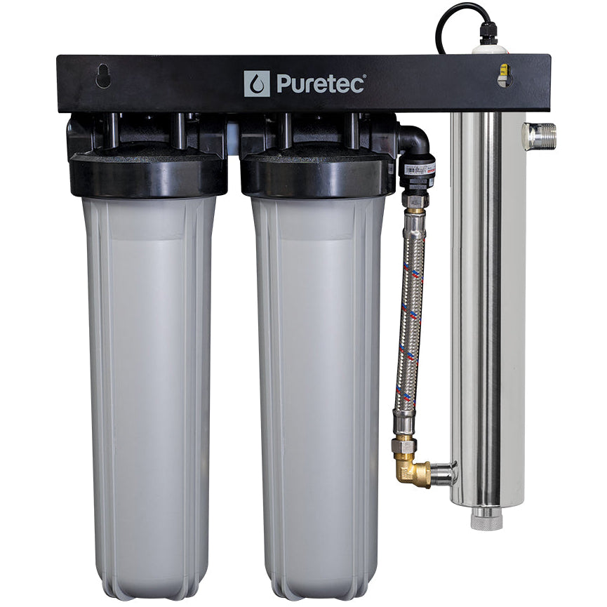 Puretec Basic WU-UV whole house filtration and UV system, available in WU-UV100 and WU-UV200, sold by Pump Stuff NZ