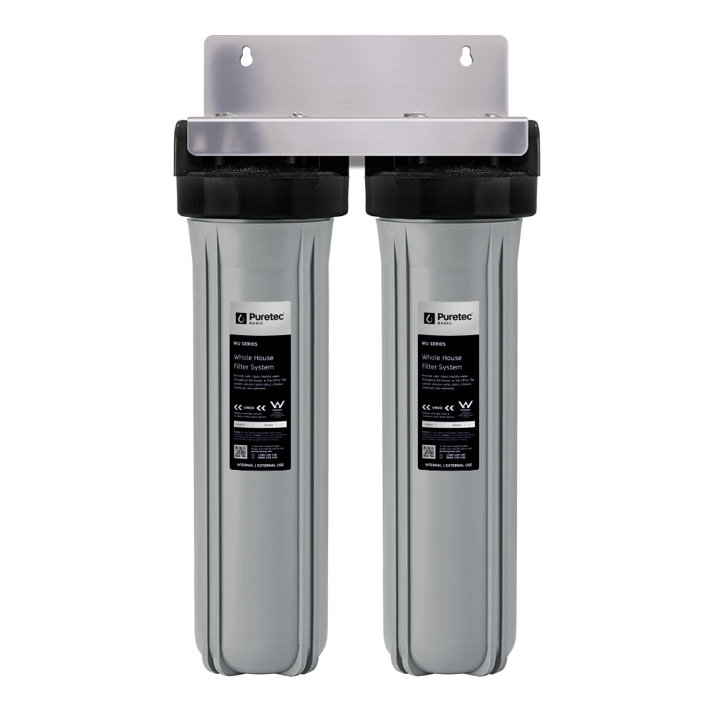 Puretec Basic town water twin housing filtration system, available in WU10-25M and WU20-25M, sold by Pump Stuff NZ