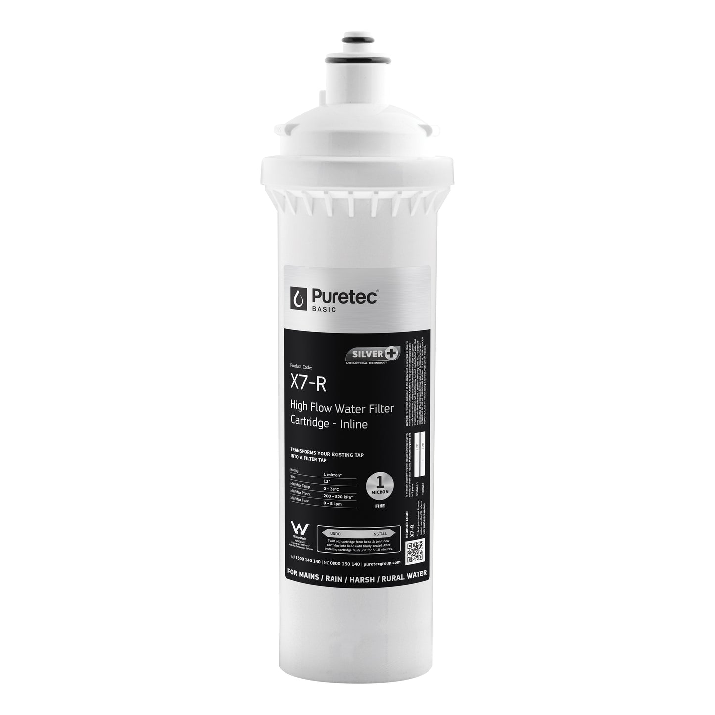 Puretec X7-R Puremix Quick Twist Platinum Cartridge for Severe Water 1um, on white