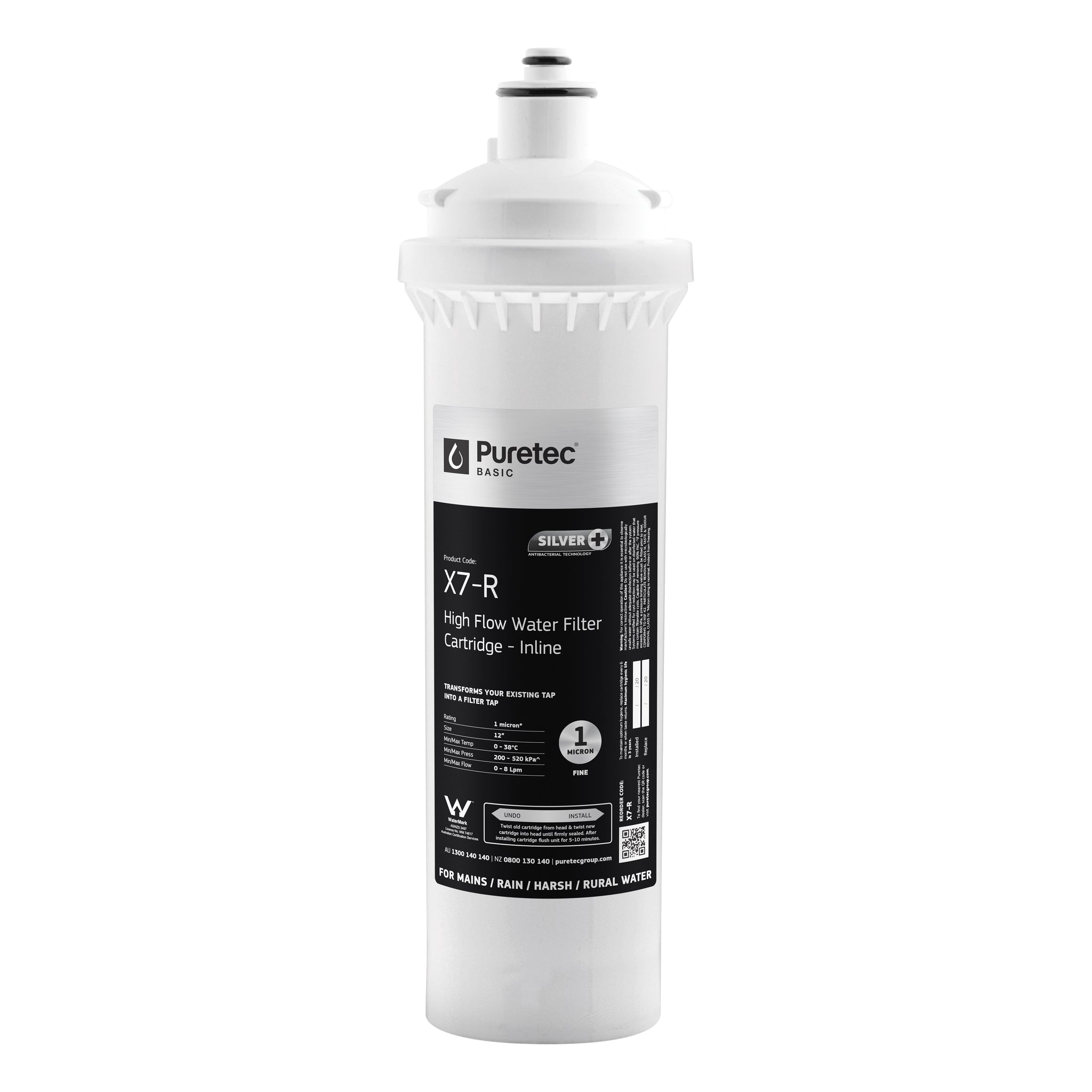 Puretec X7-R Puremix Quick Twist Platinum Cartridge for Severe Water 1um, on white