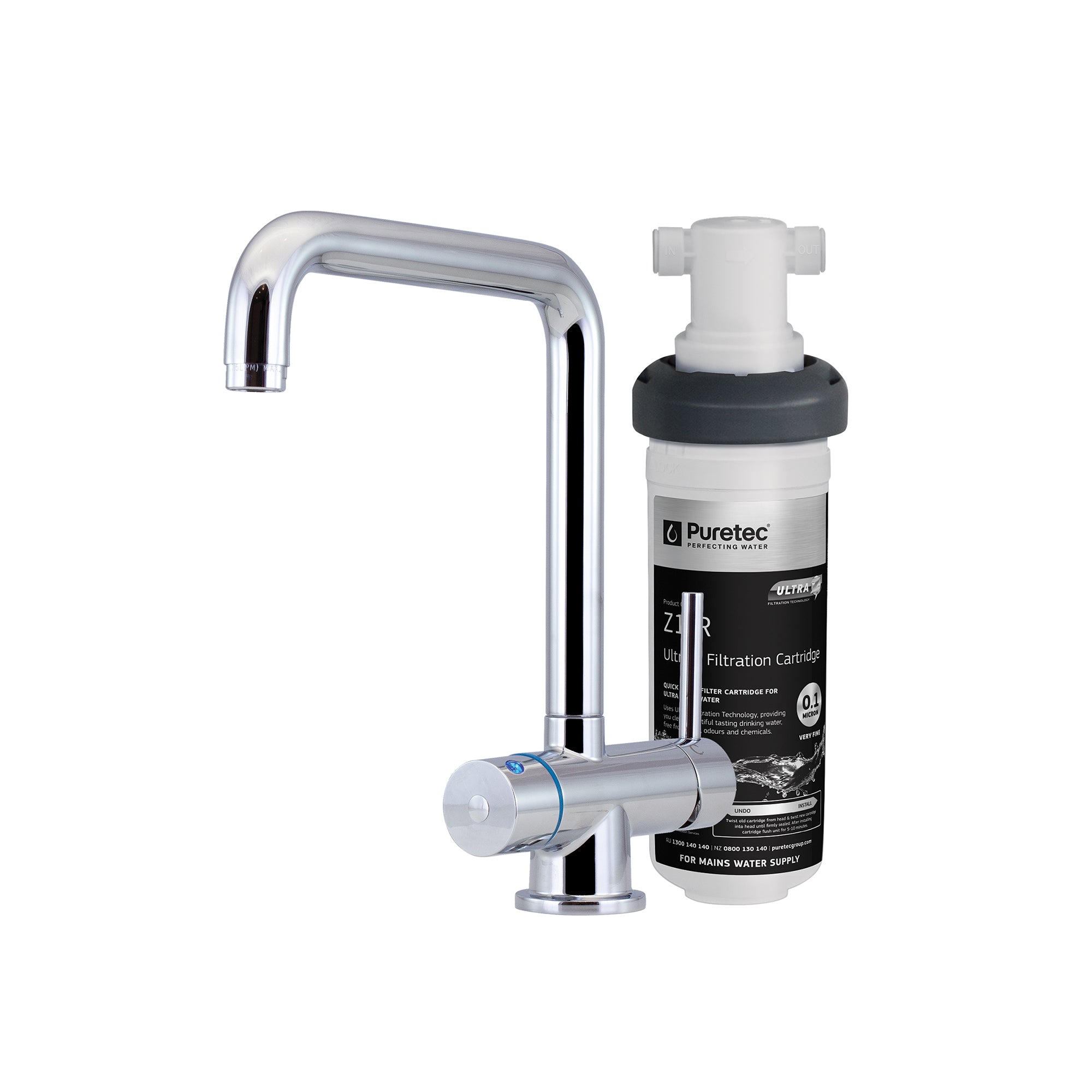 Puretec Z1-T5-LF QuickTwist System with T5 Mixer Tap, on white