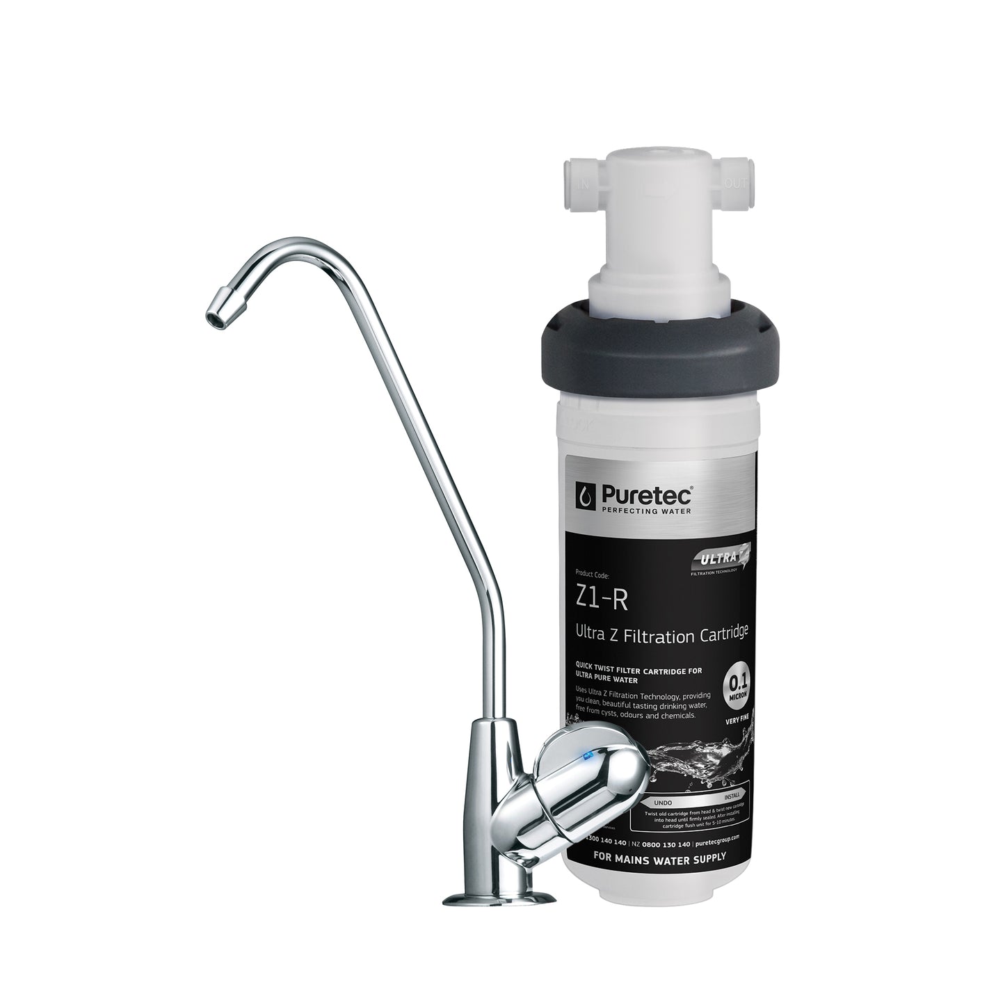 Puretec Z12-LF Z Series Quick-Twist Drinking Water System, on white