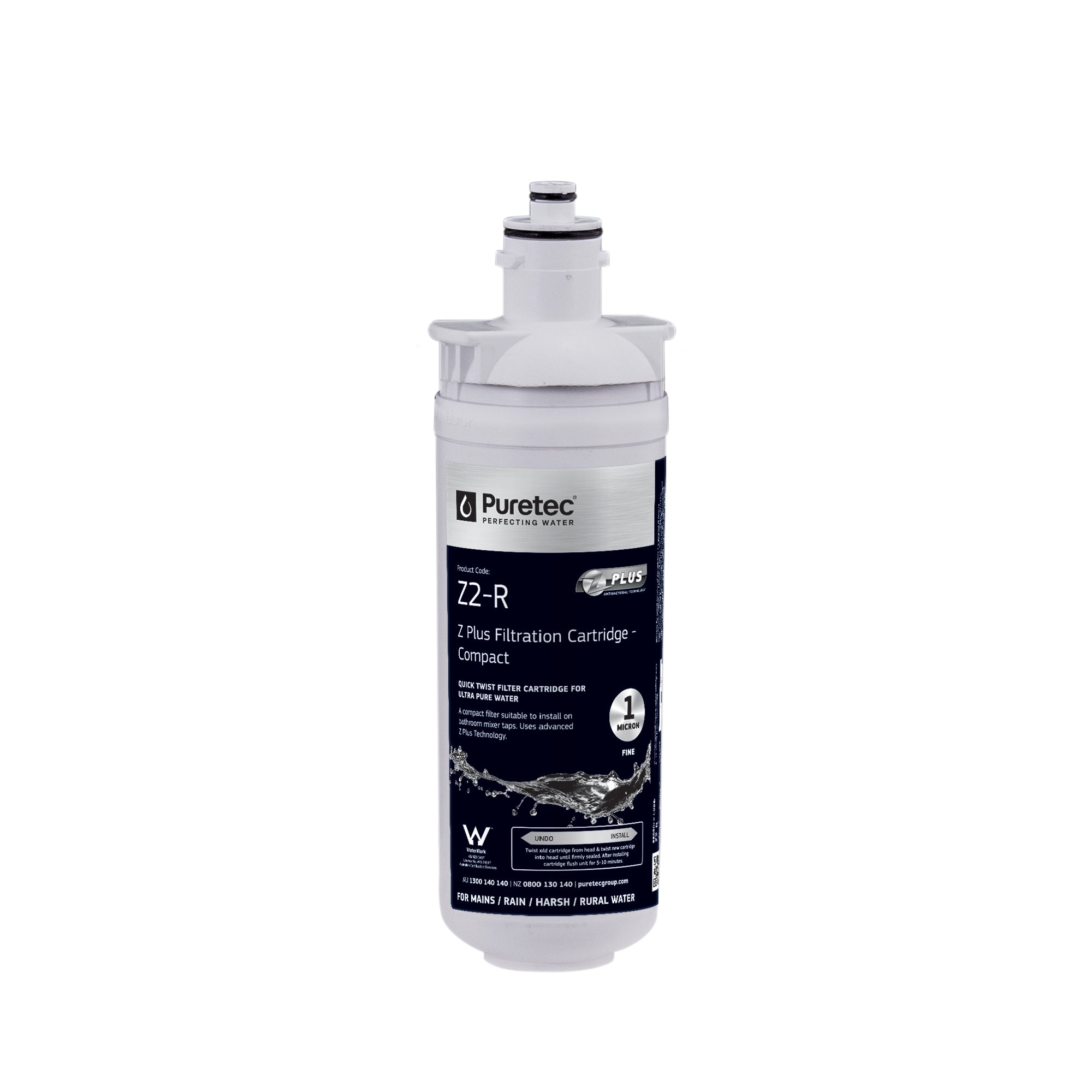 Puretec Z2-R 1 Micron Puremix Quick Twist Cartridge, 10", on white