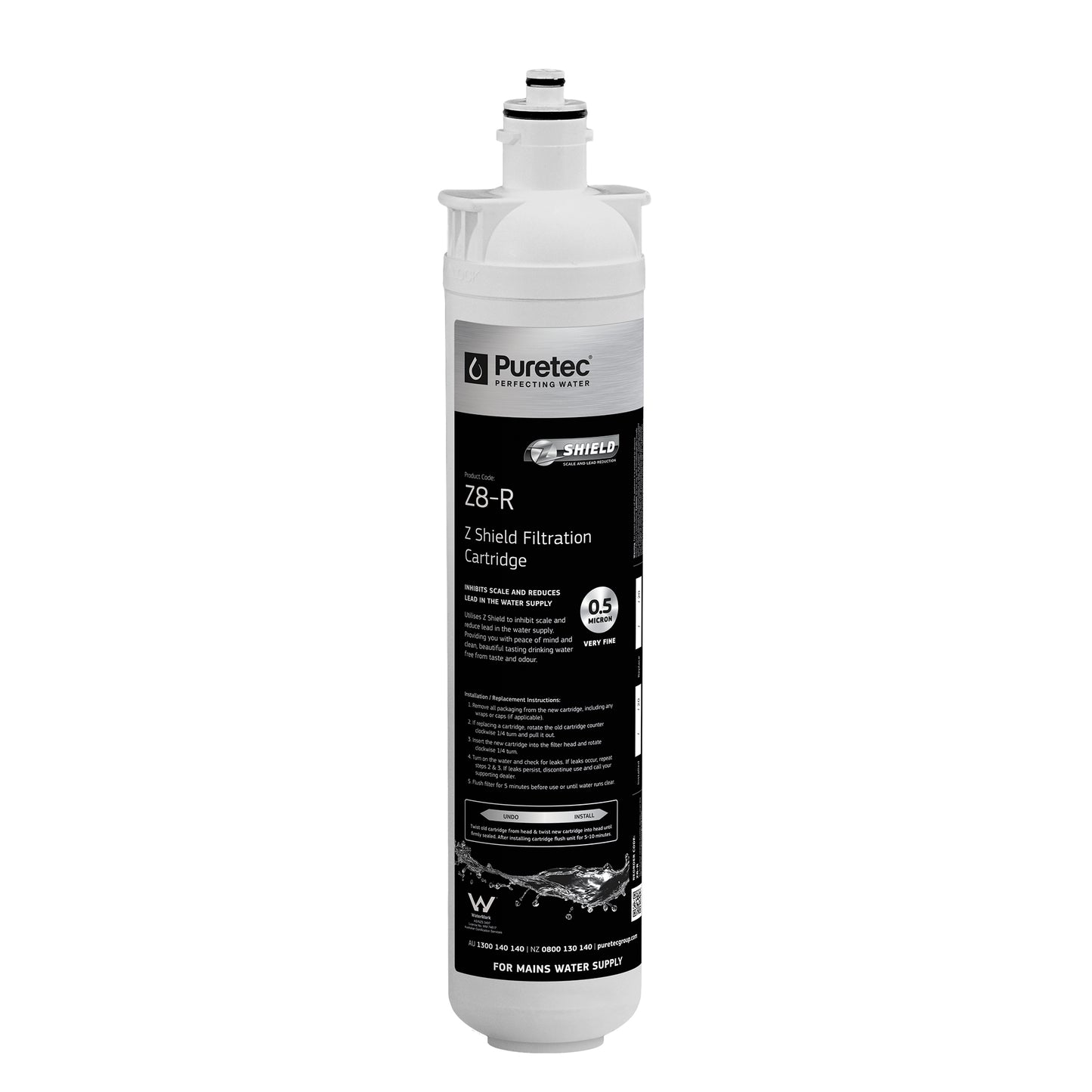 Puretec Z8-R Puremix Z series cartridge for lead & scale reduction, on white