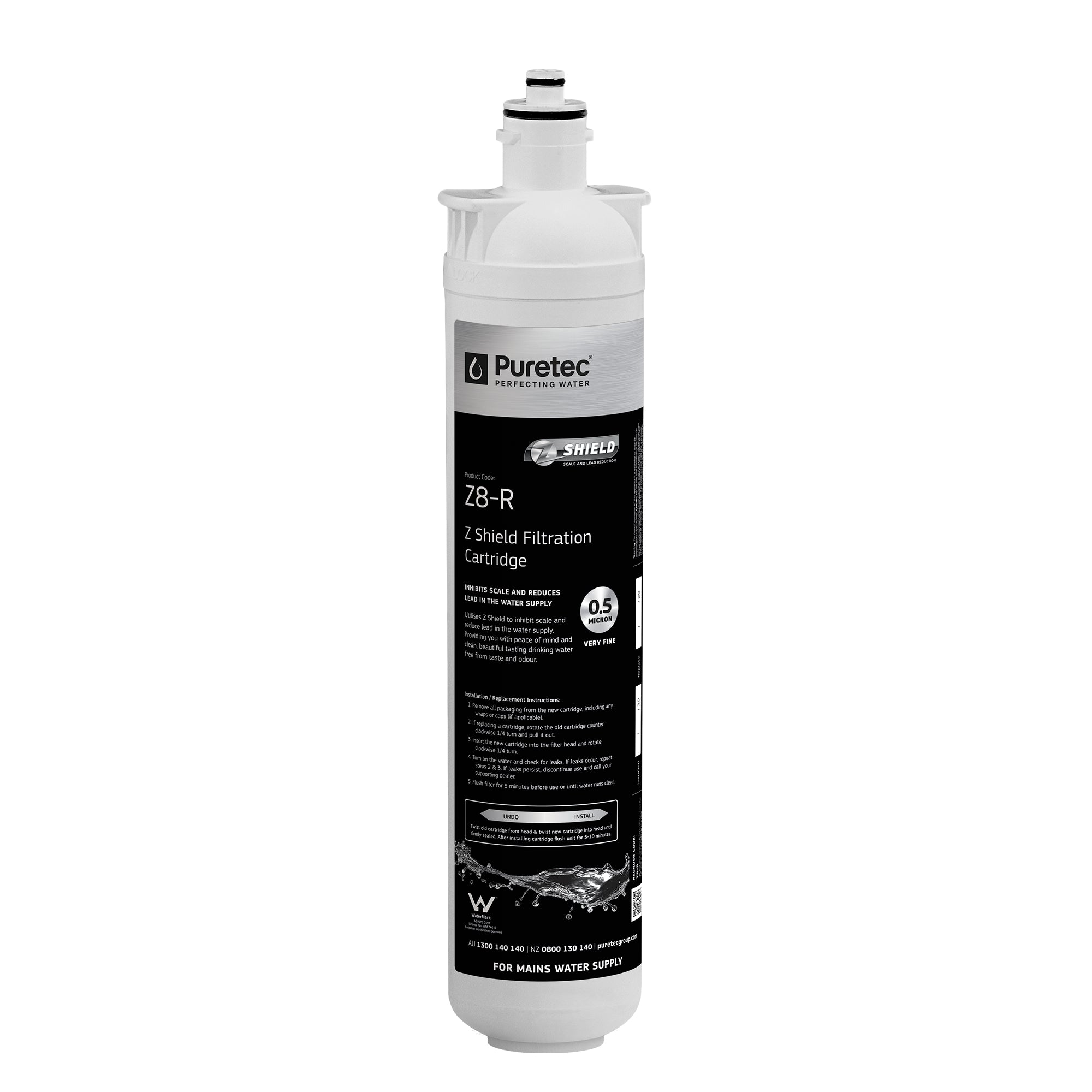 Puretec Z8-R Puremix Z series cartridge for lead & scale reduction, on white